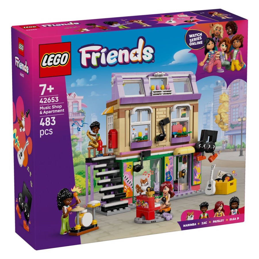 Lego® Friends 42653 Glasbena trgovina in stanovanjePripravi se za kulske ritme in fino preživljanje časa s Paisley in Zacom