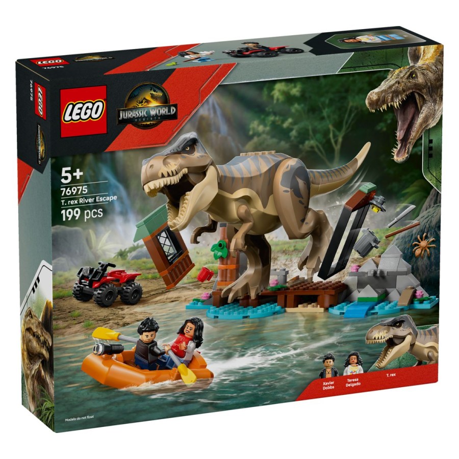 Lego® Jurassic World™ 76975 Rečni pobeg pred tiranozavromPobegni pred napadalnim tiranozavrom! Poglej