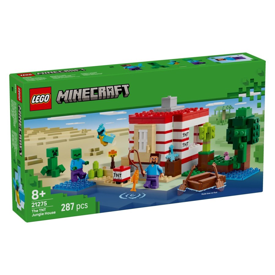 Lego® Minecraft® 21275 Džungelska hiša TNTGloboko v džungelskem biomu boš našel hišo v obliki zaboja TNT-ja