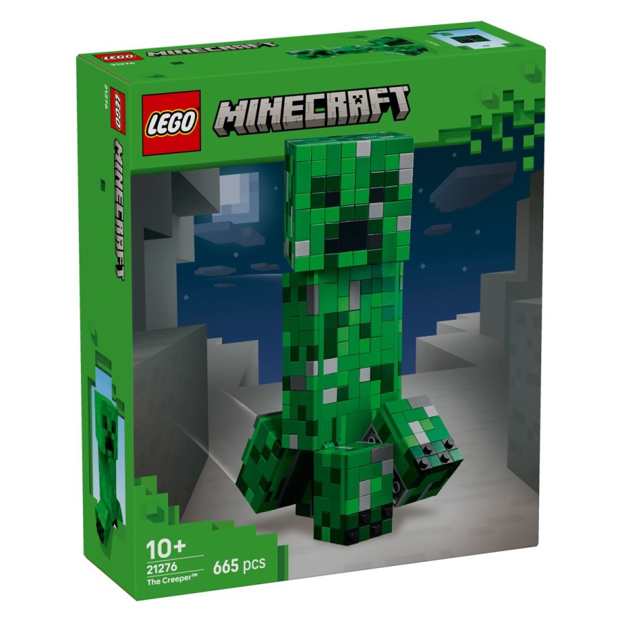 Lego® Minecraft® 21276 Creeper™Creeper™ je vedno pripravljen na akcijo – naj bo to plazenje po svetu Minecraft® ali krašenje tvoje sobe. Tudi presenečenje skriva. Snemi sprednji del Creeperjeve glave
