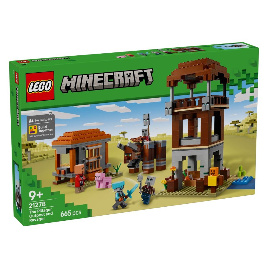 Lego® Minecraft® 21278 Plenilska postojanka in UničevalecPripravi se na končni obračun v savani! Poveljnik plenilske tolpe je nameril samostrel