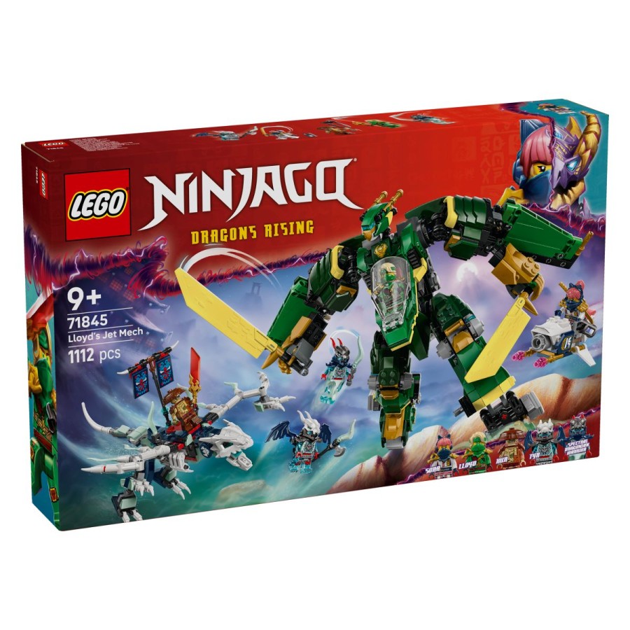 Lego® Ninjago® 71845 Lloydov reaktivni robotski oklepPripravi se za epske bitke z Lloydovim reaktivnim robotskim oklepom. Prestavi ga v način robotskega oklepa in se bojuj z 2 velikima mečema na površju