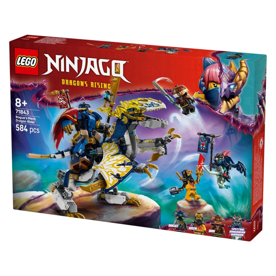 da odbiješ napad! Rogueov robotski oklep moraš pritrditi na hrbet prvega NINJAGO® robotskega oklepa zmaja