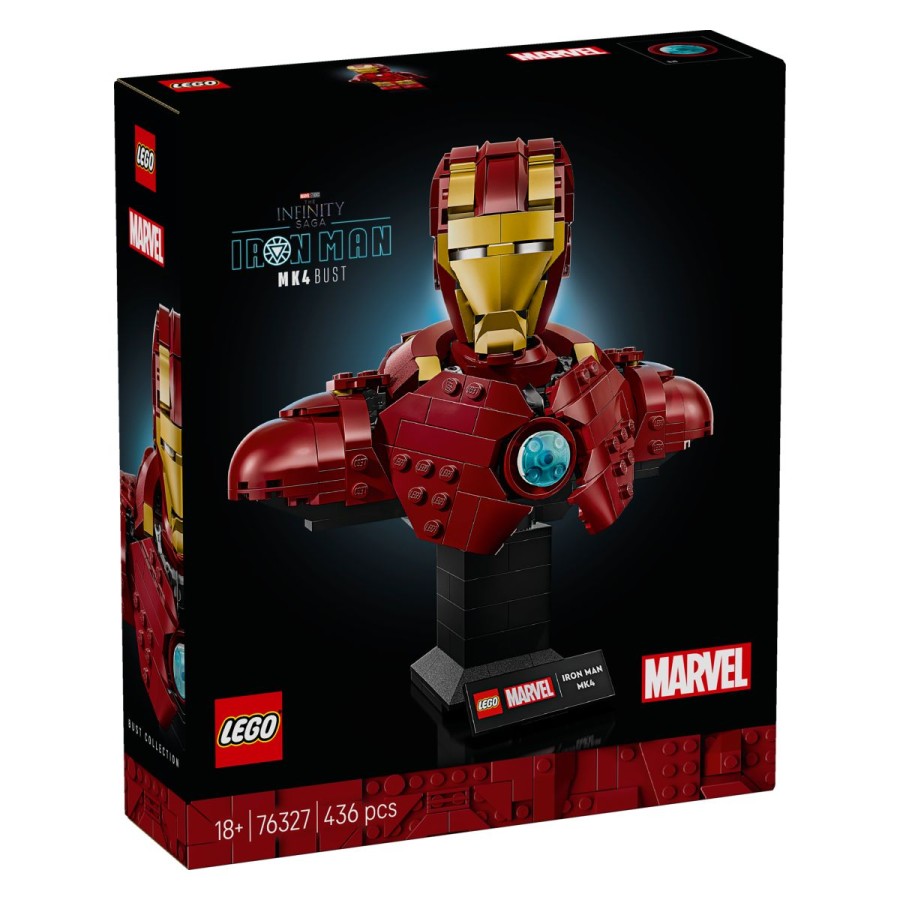 Lego® Super Heroes 76327 Doprsni Iron Man MK4Proslavi enega najbolj priljubljenih likov iz kinematografskega sveta Marvel. Sestavljalsko-razstavni model prikazuje Iron Mana