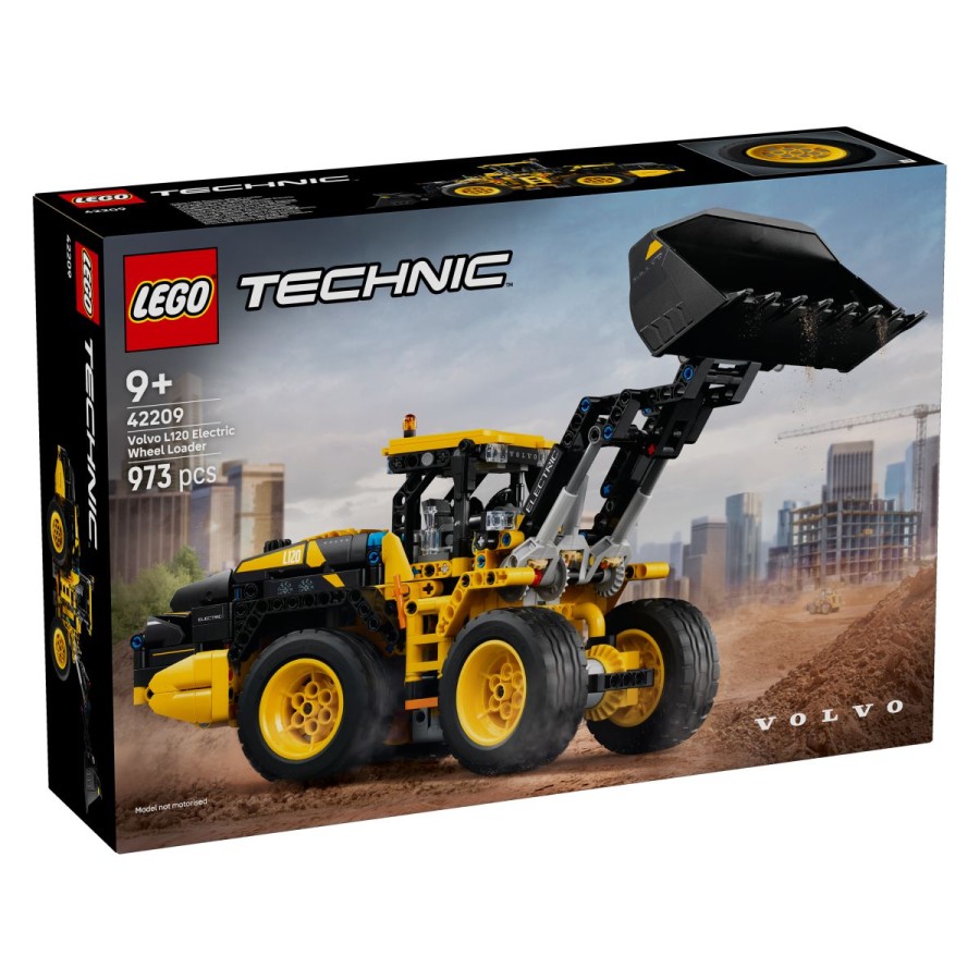 Lego® Technic™ 42209 Nakladalnik s kolesi Volvo L120 ElectricSvoje gradbene podvige posodobi z močnim delovnim strojem LEGO® Technic Nakladalnik s kolesi Volvo L120 Electric. Nakladalniku naloži delo in preizkusi členjeno krmiljenje. Dvigni