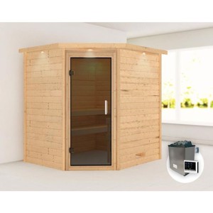 FINSKA SAVNA MIA+9KW GRELEC ZR KOTNI VHOD+STREŠ.VENEC+SIVA VR.