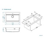 GRANITAL POMIVALNO KORITO ALVEUS ATROX 40, CARBON G91 790X500 MM - slika 6