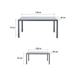 JEDILNA MIZA LYRA II FIX ALU STEKLO 160X90 ANTRACIT - slika 8