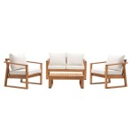 KAVČNA GARNITURA SOLARIS COMPACT 4P FSC AKACIJA BEŽ MEDEN LES