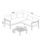 KOTNA GARNITURA ORIS II 5P ALU/EUC+KAVNA MIZICA D.GR/BEŽ BLAZINA - slika 10