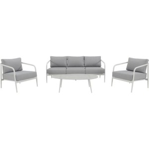 KOVINSKA VRTNA GARNITURA NATERIAL SET ORNA + MIZA, BELA ALU