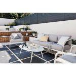 KOVINSKA VRTNA GARNITURA NATERIAL SET ORNA + MIZA, BELA ALU - slika 5