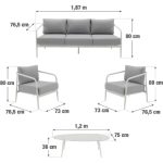 KOVINSKA VRTNA GARNITURA NATERIAL SET ORNA + MIZA, BELA ALU - slika 6