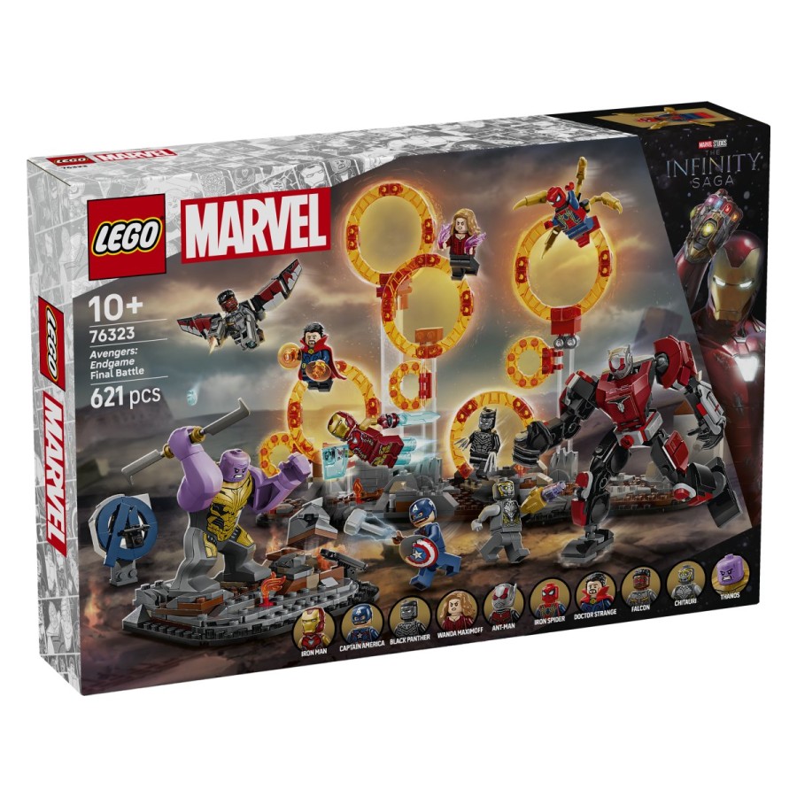 Lego® Super Heroes 76323 Maščevalci: Zaključek Končna bitkaOdleti v bitko skozi obročasti portal s Stotnikom Ameriko