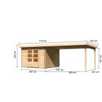 LESENA VRTNA HIŠKA KARIBU BASTRUP 5 2.79X2.2X2.79 +4M NADSTREŠEK LES 28MM - slika 2