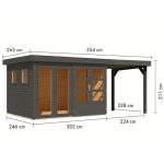 LESENA VRTNA HIŠKA KARIBU LAHAR 5 + PODALJŠEK STREHE ŠIRINE 2.40 M - slika 2