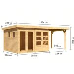 LESENA VRTNA HIŠKA KARIBU LAHAR 6+ PODALJŠEK STREHE ŠIRINE 2.40 M - slika 2