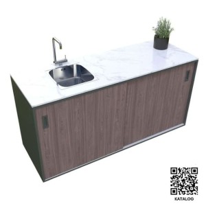 LETNA KUHINJA MS VISCOM ELEMENT POMIVALNO KORITO AMERIŠKI OREH 1800X634 MM