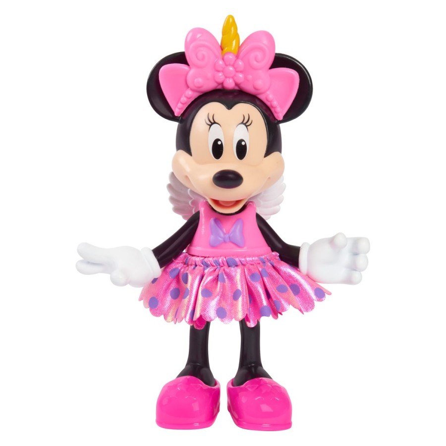 da ima Disney Minnie Mouse povsem svoj stil. Z Disney Junior Minnie Mouse Fabulous Fashion Doll lahko otroci oblečejo Minnie Mouse v pisana oblačila z motivom samoroga.