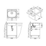 NERJAVNO POMIVALNO KORITO ALVEUS MORE 10, NAT 560X500 MM - slika 4