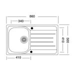 NERJAVNO POMIVALNO KORITO SINK SOLUTION A LINE 860X500 - slika 2