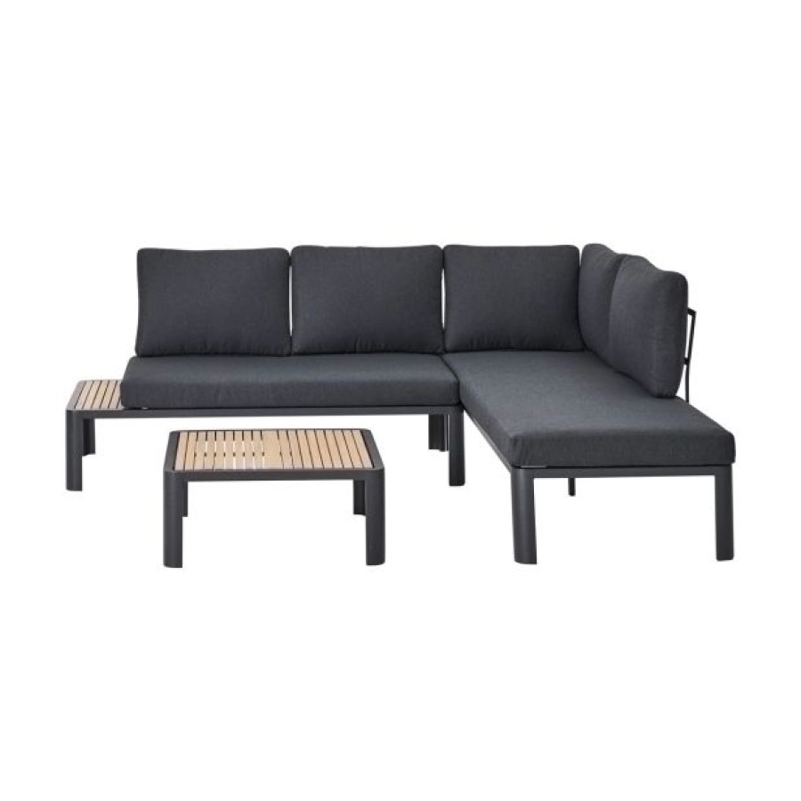 PROMO KOTNA GARNITURA OLEA 4P ALU AKACIJA Z/KVADRATNA NIZKA MIZA 65X65 TEMNO SIVA - slika 2
