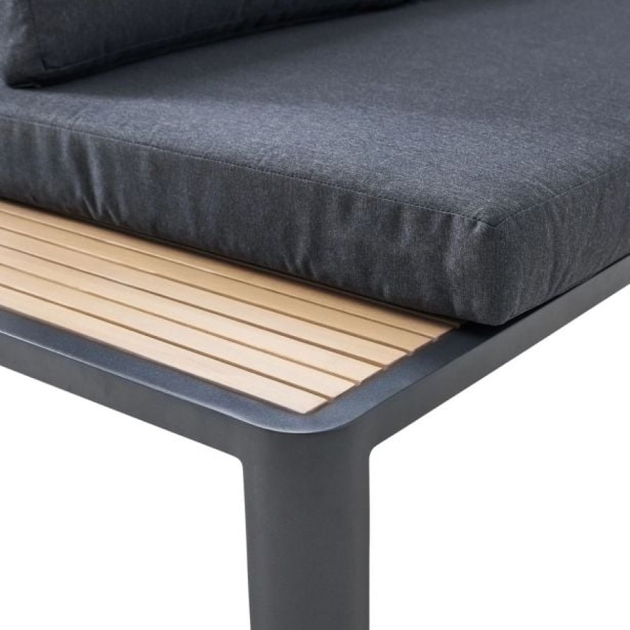 PROMO KOTNA GARNITURA OLEA 4P ALU AKACIJA Z/KVADRATNA NIZKA MIZA 65X65 TEMNO SIVA - slika 5