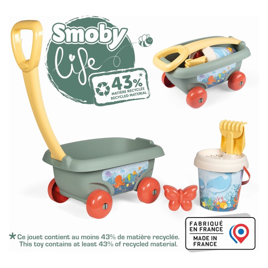 Smoby voziček  Life Beach Cart z vedro setomVoziček za vlečenje z vedro setom francoskega proizvajalca Smoby bo razveselil vse otroke