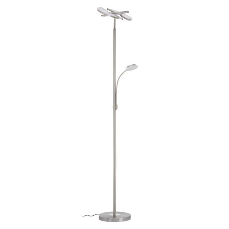 TALNA SVETILKA PRISMA FLOOR I 21W+3.5W LED MAT NIKELJ, OKROGLA