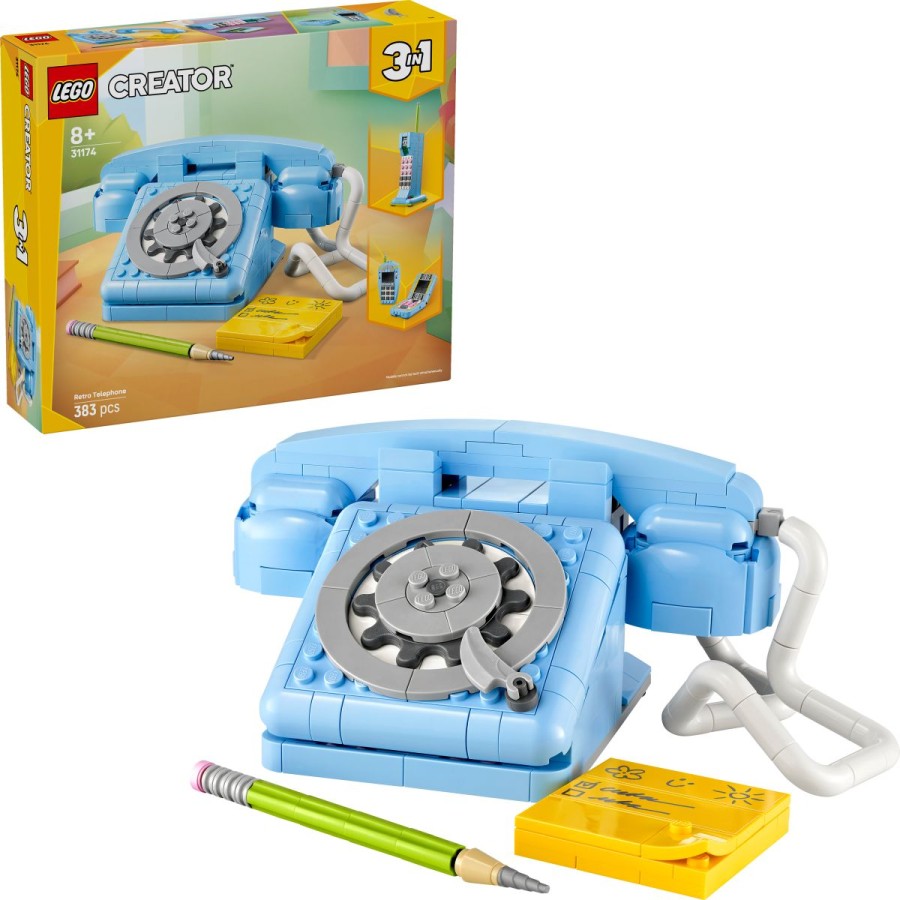 Z zabavnim in pisanim igralnim kompletom LEGO® Creator Retro telefon odpotuj v preteklost. S telefonom iz let 1960 dvigni slušalko