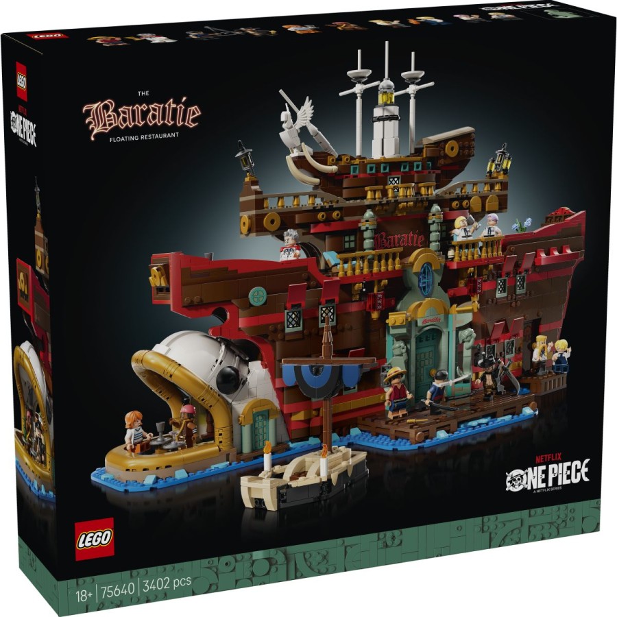 Vstopi v svet ONE PIECE z izjemno podrobnim LEGO® modelom ikonične restavracije Baratie. Razišči večnamenski prostor
