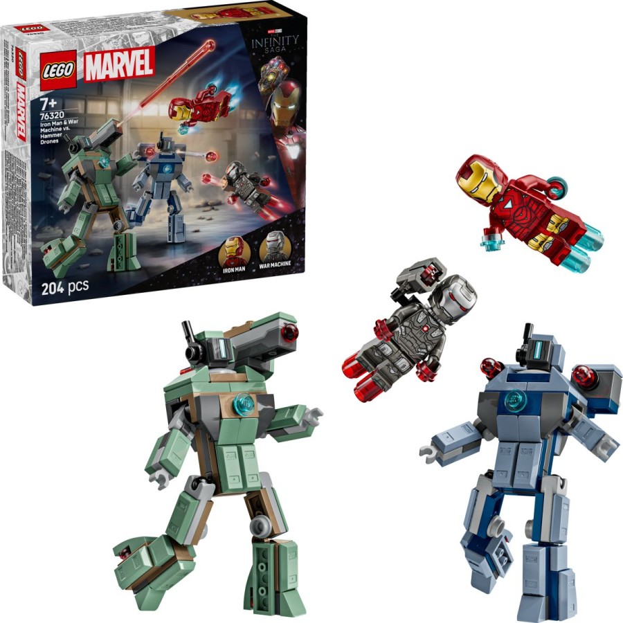 Sodeluj z Iron Manom in War Machinom za akcijsko bitko proti dronom Hammer! Izogni se vzmetnemu izstreljevalniku