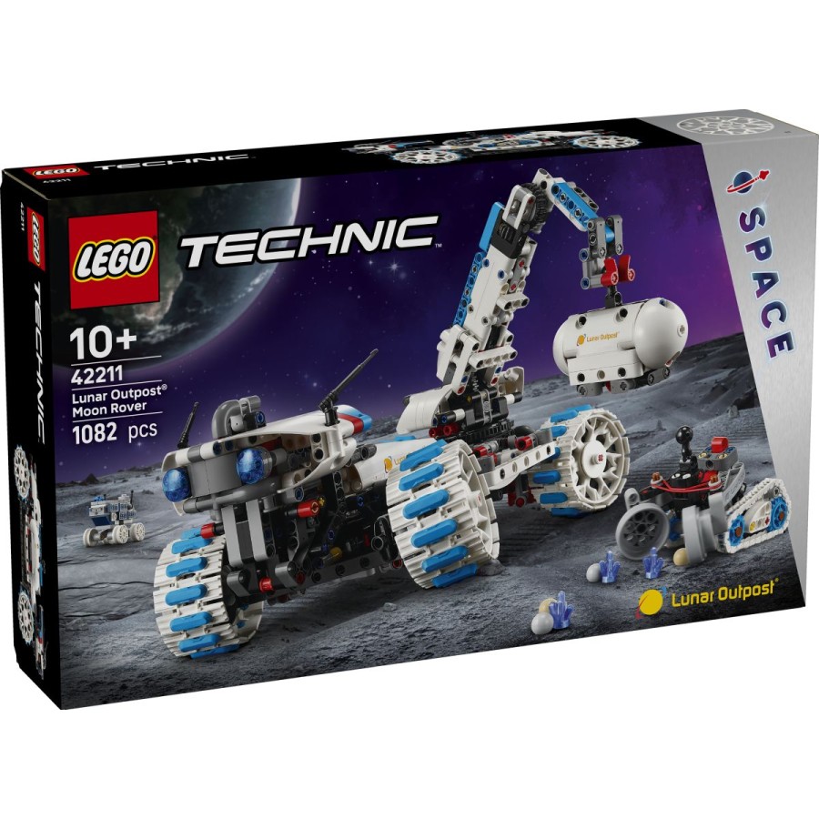 Med raziskovanjem Lune se pripravi na vesoljske dogodivščine! Komplet Lunarno vesoljsko vozilo Lunar Outpost™ prinaša terenski rover z nihajnim vzmetenjem
