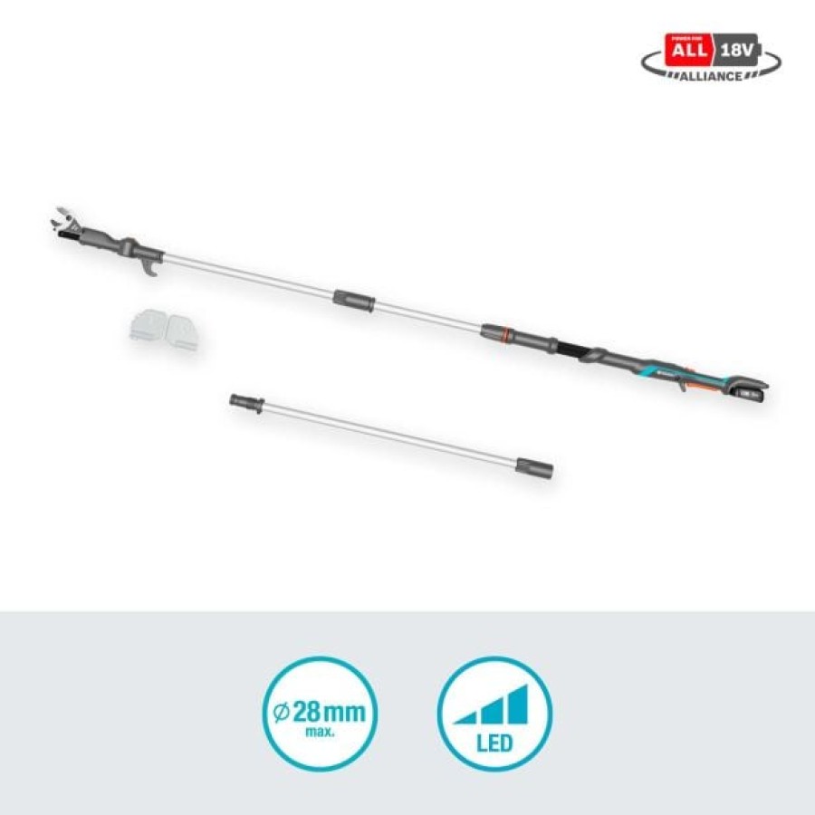 AKUMULATORSKE ŠKARJE GARDENA TELESKOPSKE HIGHCUT 360 18V ZA VEJE P4A SET - slika 8