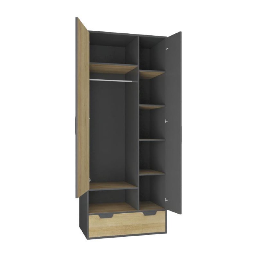 Dvodelna omara NANO - Siva/Hrast - slika 5