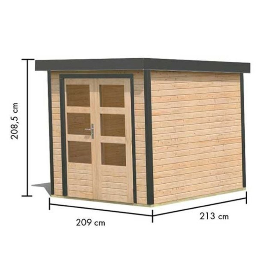 LESENA VRTNA HIŠKA KARIBU JUPITER A Z ANTRACIT OKV. 209X213X195 LES 19MM - slika 5