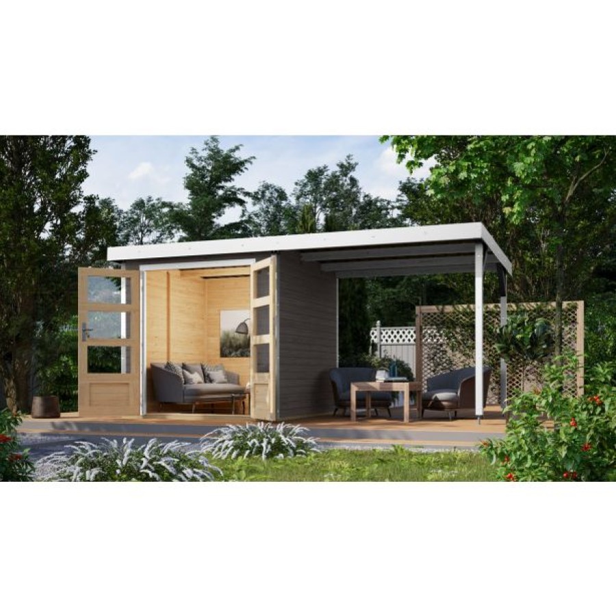 LESENA VRTNA HIŠKA KARIBU JUPITER B+ PODALJŠEK STREHE 2.35M, BELI OKVIR - slika 10