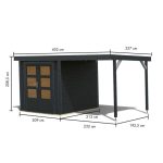 LESENA VRTNA HIŠKA KARIBU JUPITER C+ PODALJŠEK STREHE 2.35M, ANTRACIT - slika 8