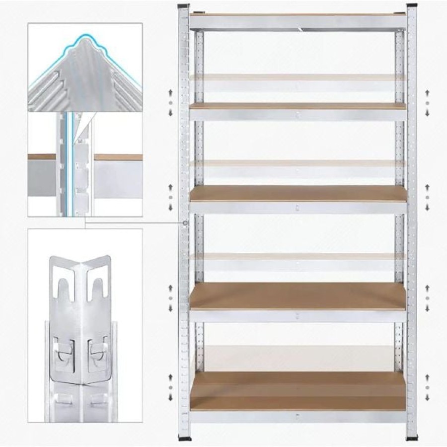 REGAL SONGMICS 180X90X40 CM 5P/175KG GLR40SV SREBRN - slika 4