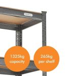 REGAL VONHAUS 5 POLIČNI ŠIROK HAMMERITE 1.8M - slika 5