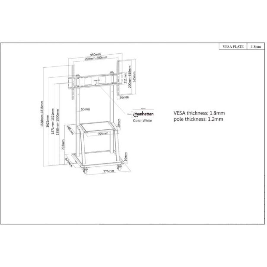 TV NOSILEC / VOZIČEK MANHATTAN 94-254 CM 150 KG - slika 6