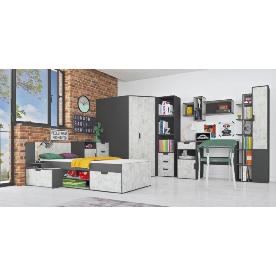 Visoki element s poličnikom NANO - Siva/Hrast - slika 5