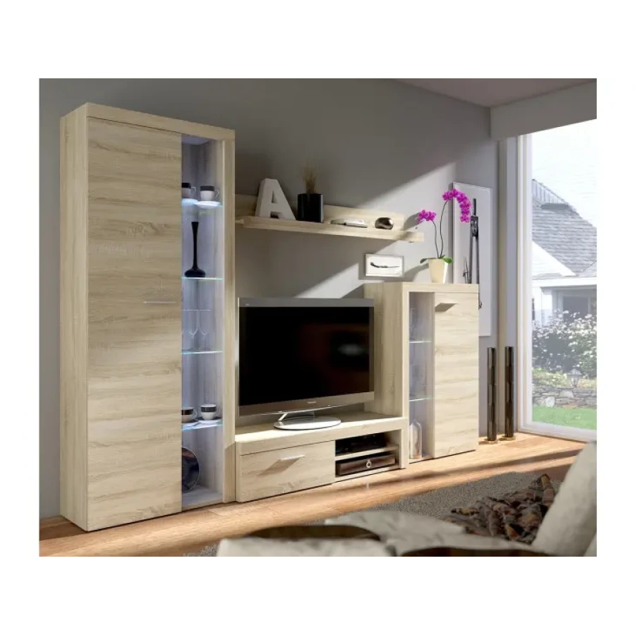 Dnevni regal RUBA 3 je moderno oblikovan in elegantnega videza. Dnevni regal je izdelan v EU. Dimenzije regala so: 270 cm x 190 cm x 42,5 cm Barva: - sonoma /