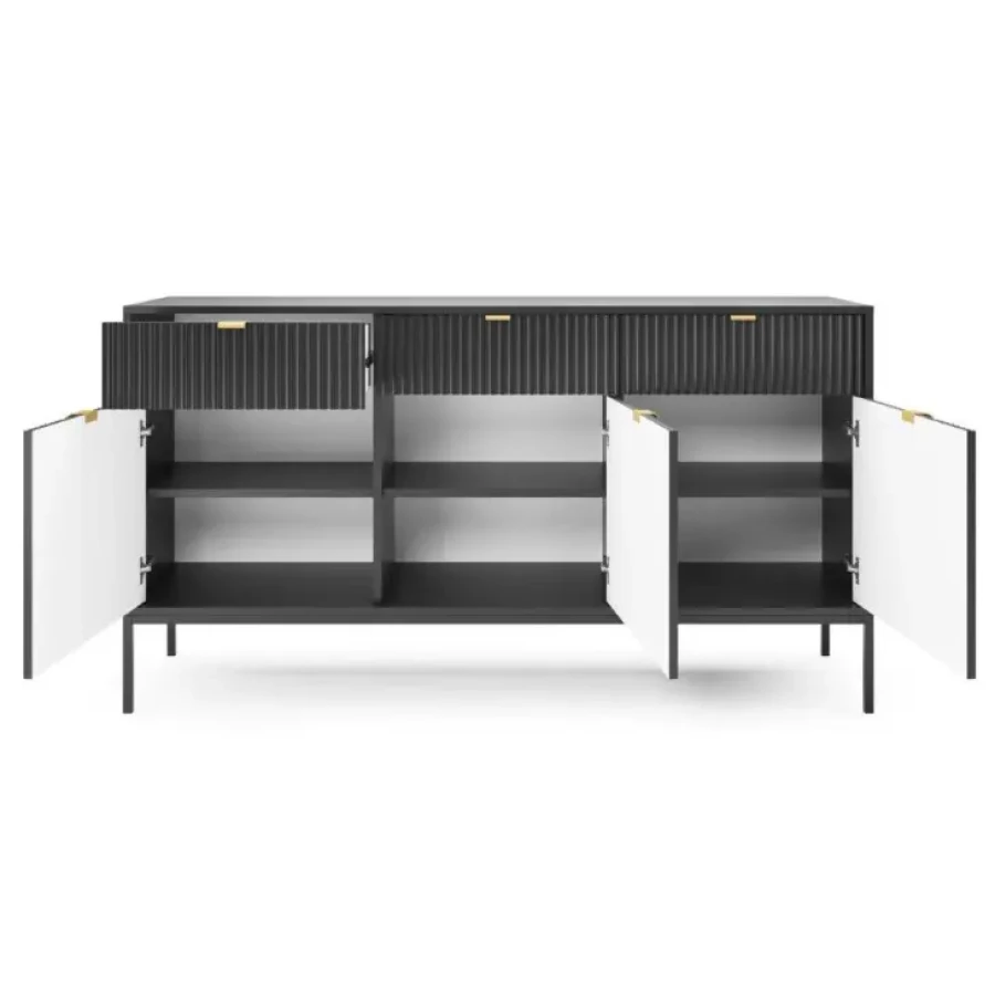 Dnevni regal SPIKA črna je eleganten in brezčasen predlog za moderne dnevne sobe. Zaradi svoje preproste oblike in vitke noge je vzdrževanje veliko lažje.