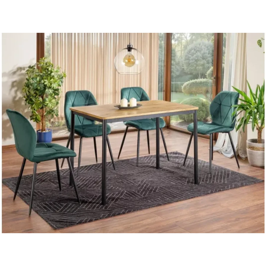 Jedilna miza CITIJA je elegantna in priročna jedilna miza. Zgornji del je narejen iz MDF- ja in kakovostnega furnirja v elegantni barvi hrast Artisan. Ogrodje