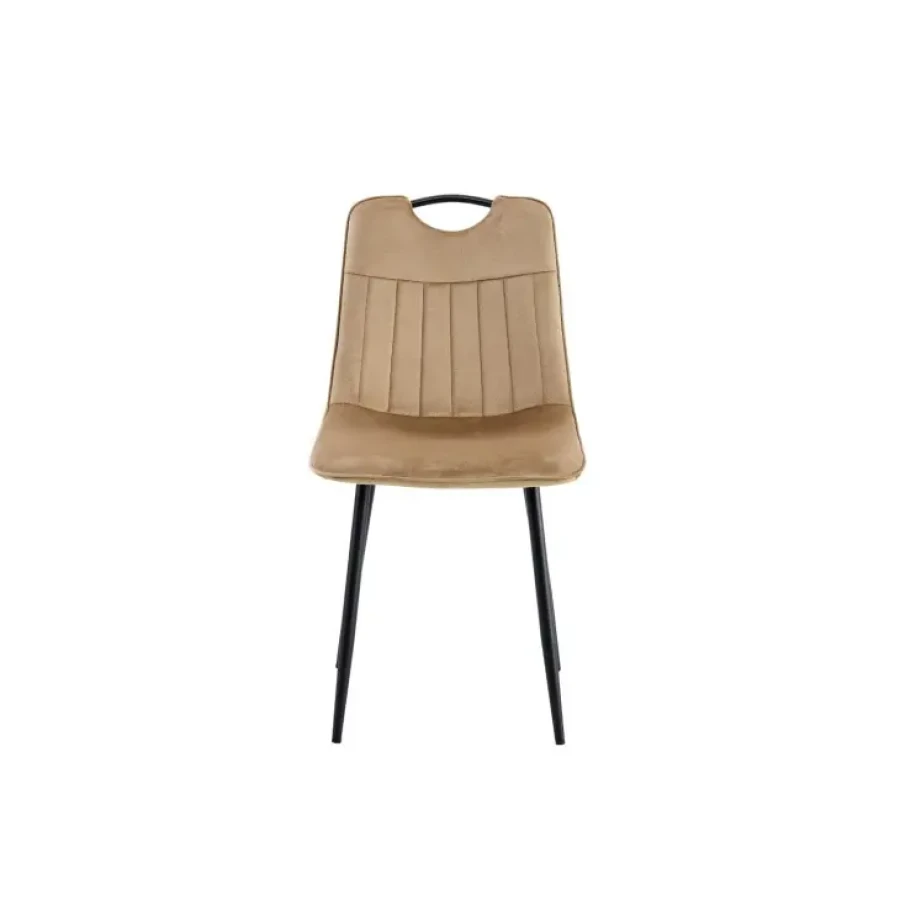 Jedilni stol VALERIO velvet beige je odlična rešitev za kombiniranje v minimalističen ali industrijski stil prostora. Kombinacija rjavega prešitega blaga s