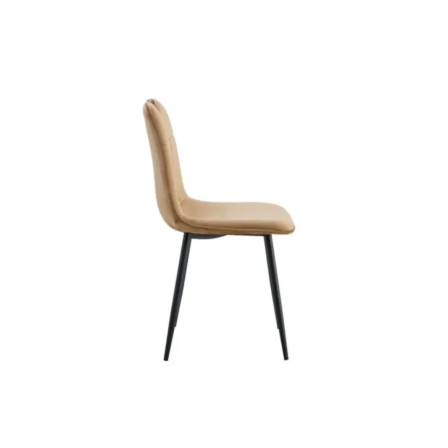 Jedilni stol VALERIO velvet beige je odlična rešitev za kombiniranje v minimalističen ali industrijski stil prostora. Kombinacija rjavega prešitega blaga s