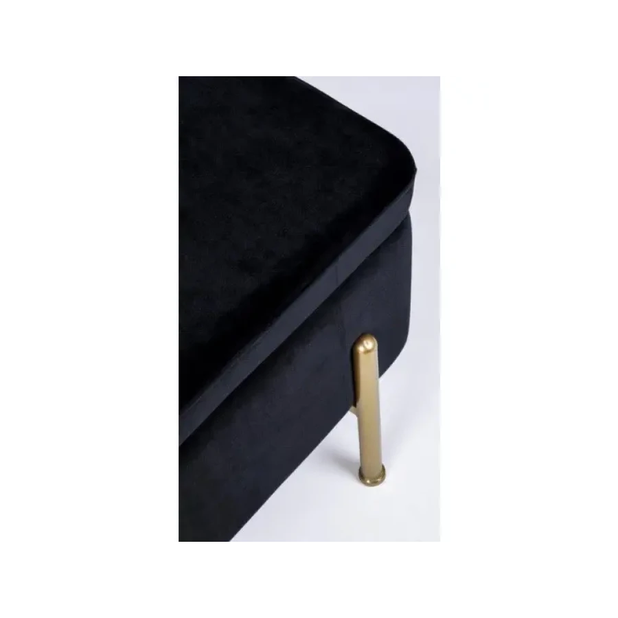 Klop IRINA črna ima zlato lakovano jeklo, strukturo iz MDF-ja. Narejena je iz poliestra, ki odda žametni učinek. Material: - Jeklo - MDF - Poliester Barva: