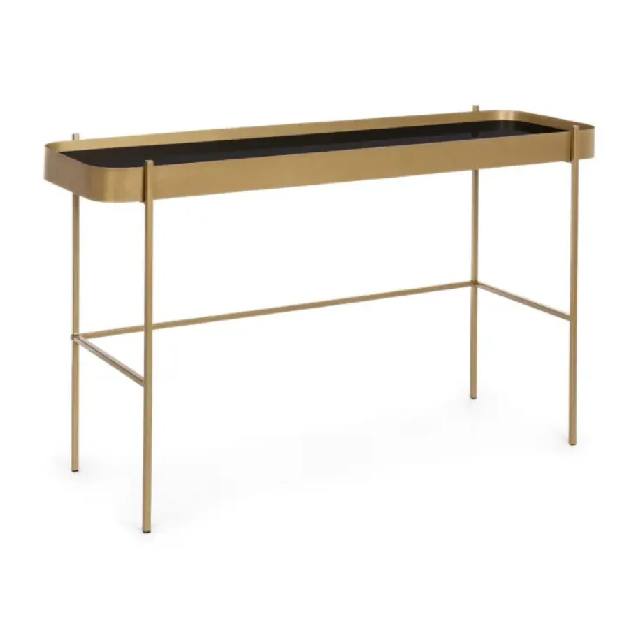 Konzola RASHIDA ORO 120x43 je eleganten kos pohištva, ki popestri vaš prostor. Njen poseben dizajn vas bo navdušil, saj prinese vašemu prostoru eleganco in