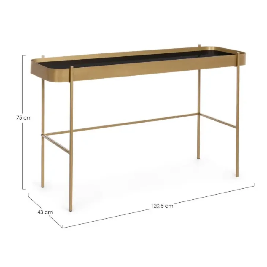 Konzola RASHIDA ORO 120x43 je eleganten kos pohištva, ki popestri vaš prostor. Njen poseben dizajn vas bo navdušil, saj prinese vašemu prostoru eleganco in